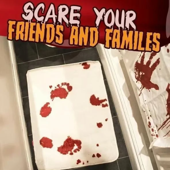 Blood footprints bath mat